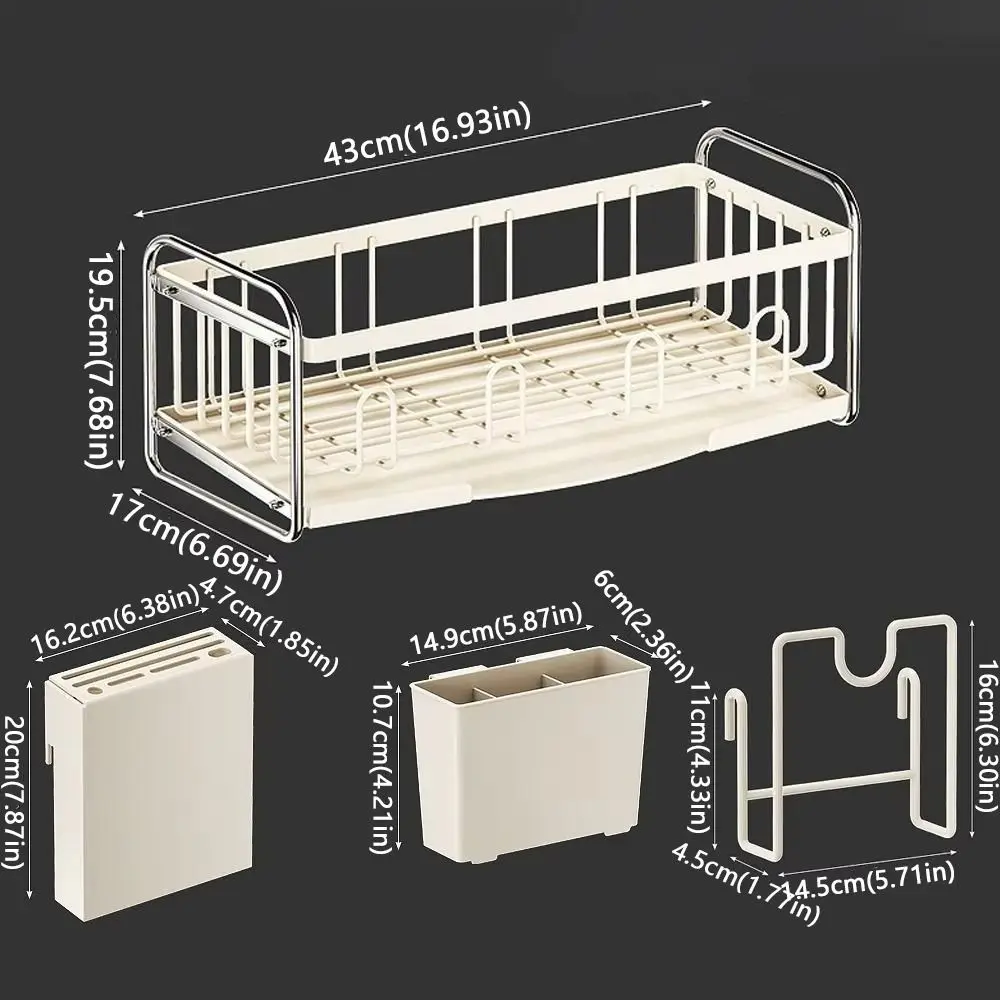 Carbon Steel Dish Rack Holder Rustproof Multifunctional Kitchen Sink Rack Convenient Drain Portable Dish Drying Rack