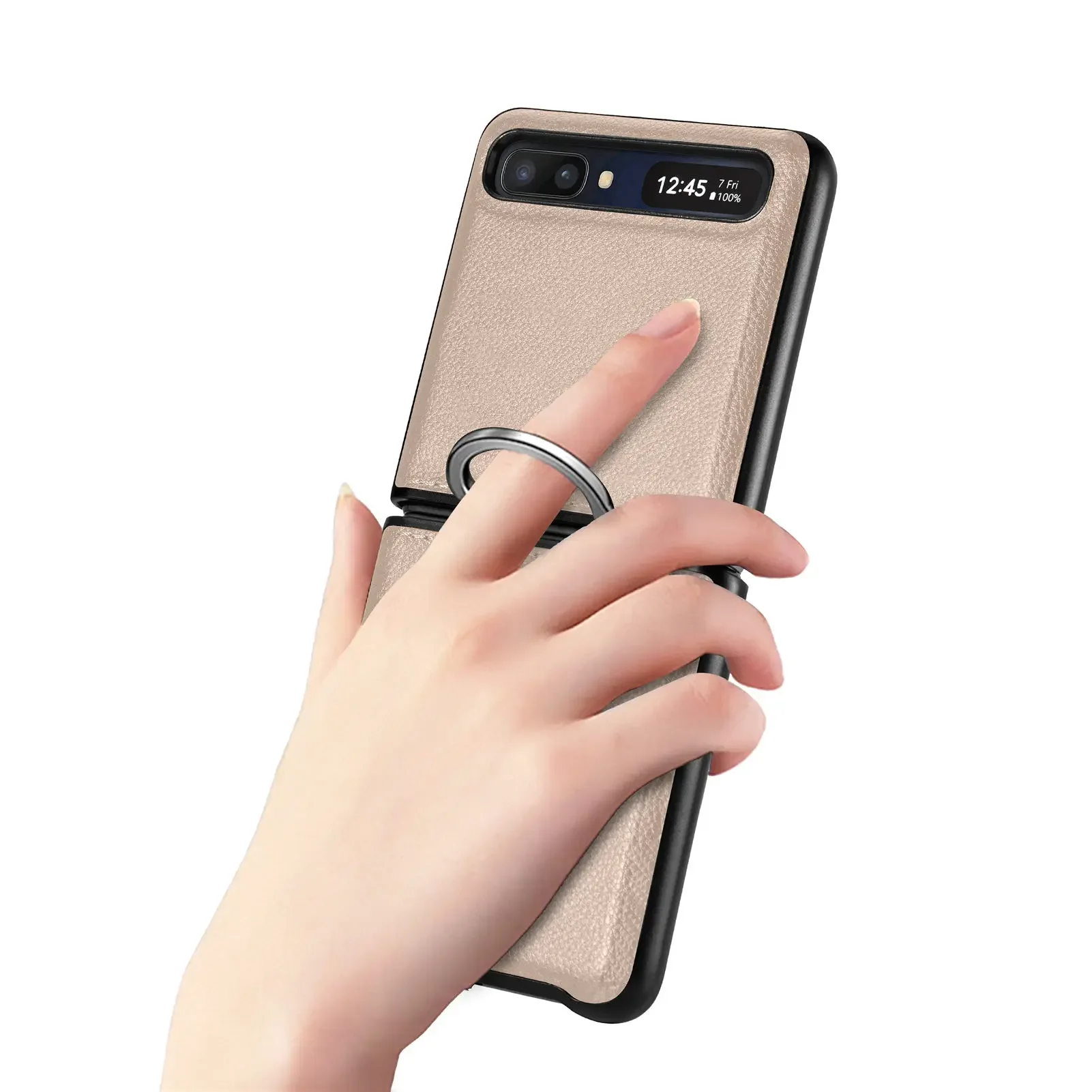 Slim Leather Finger Ring Holder Case - Anti-Drop Protection