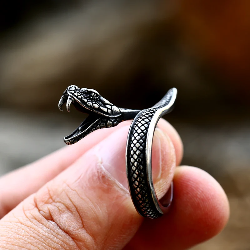 Steel soldier Hot Sale Gothic Punk Vintage Snake Ring Open