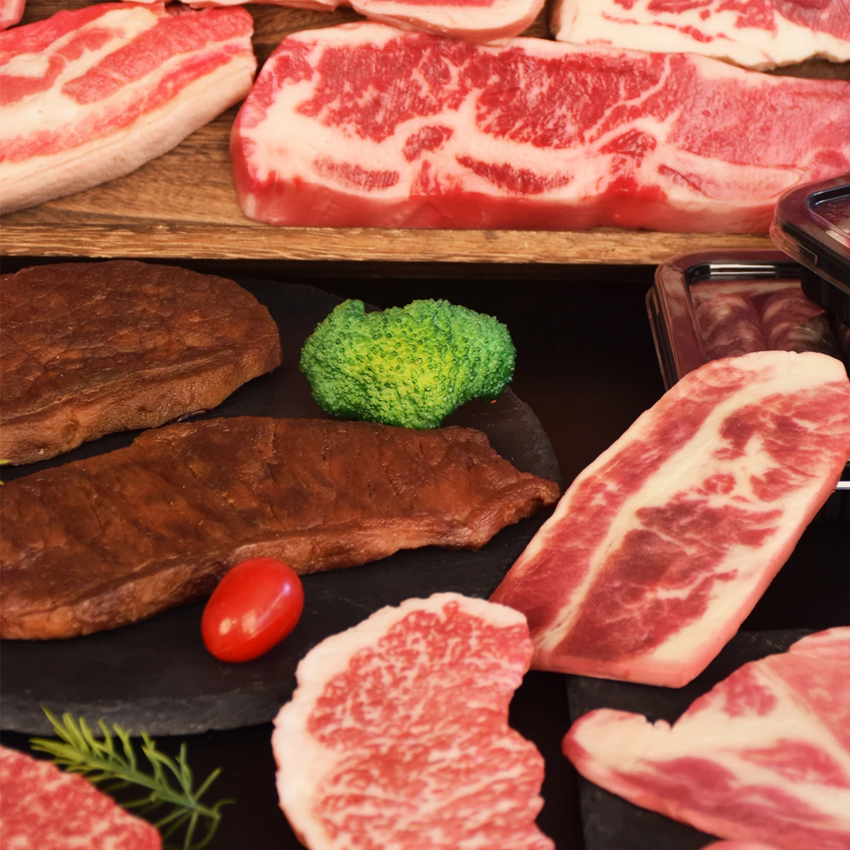 Realistic Cooked Beef Slices Artificial Kitchen Prop Decor