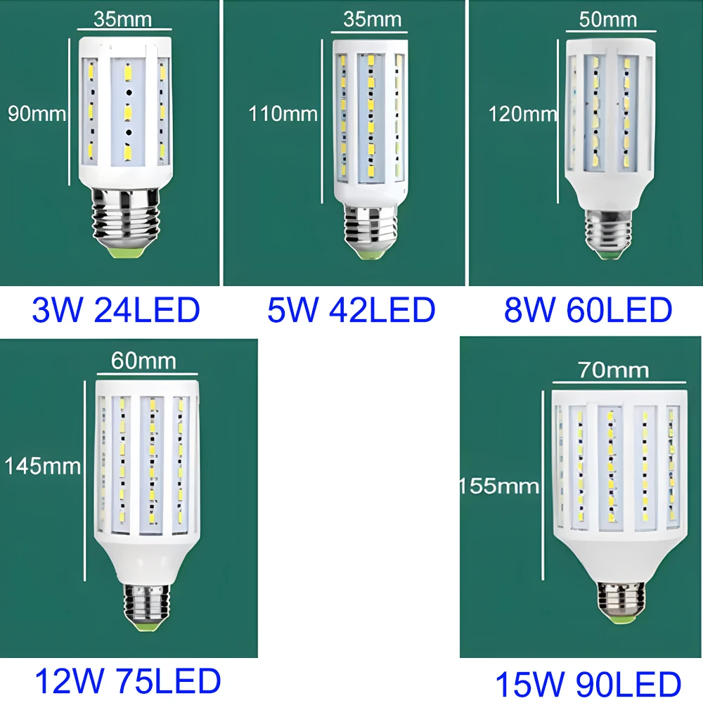 LED 조명 옥수수 모양 조명, 12V, 18V, 24V, 36V, 48V, 60V, 3W, 5W, 8W, 15W, 창고 조명, LED 보트 요트 선박 조명