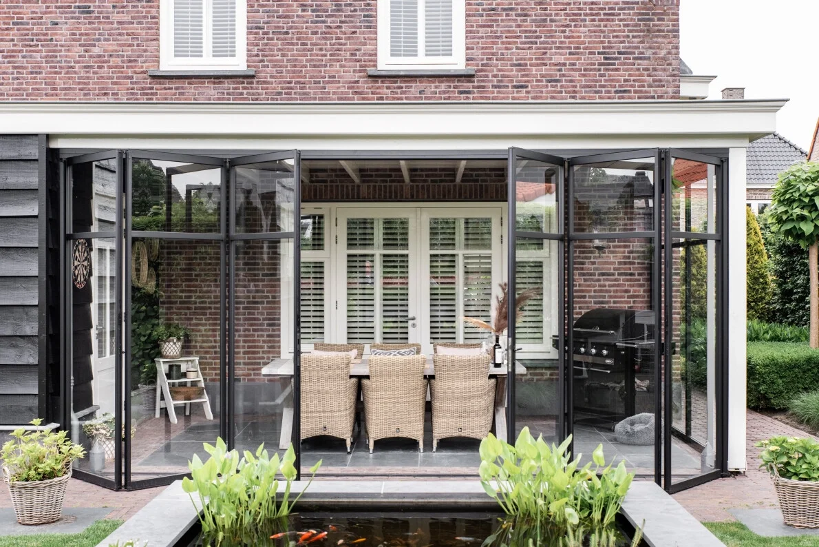DN Villa Thermal Break Aluminum Glass Door Double Glazed Metal Narrow Frame Patio Bifold Door Accordion Type Folding