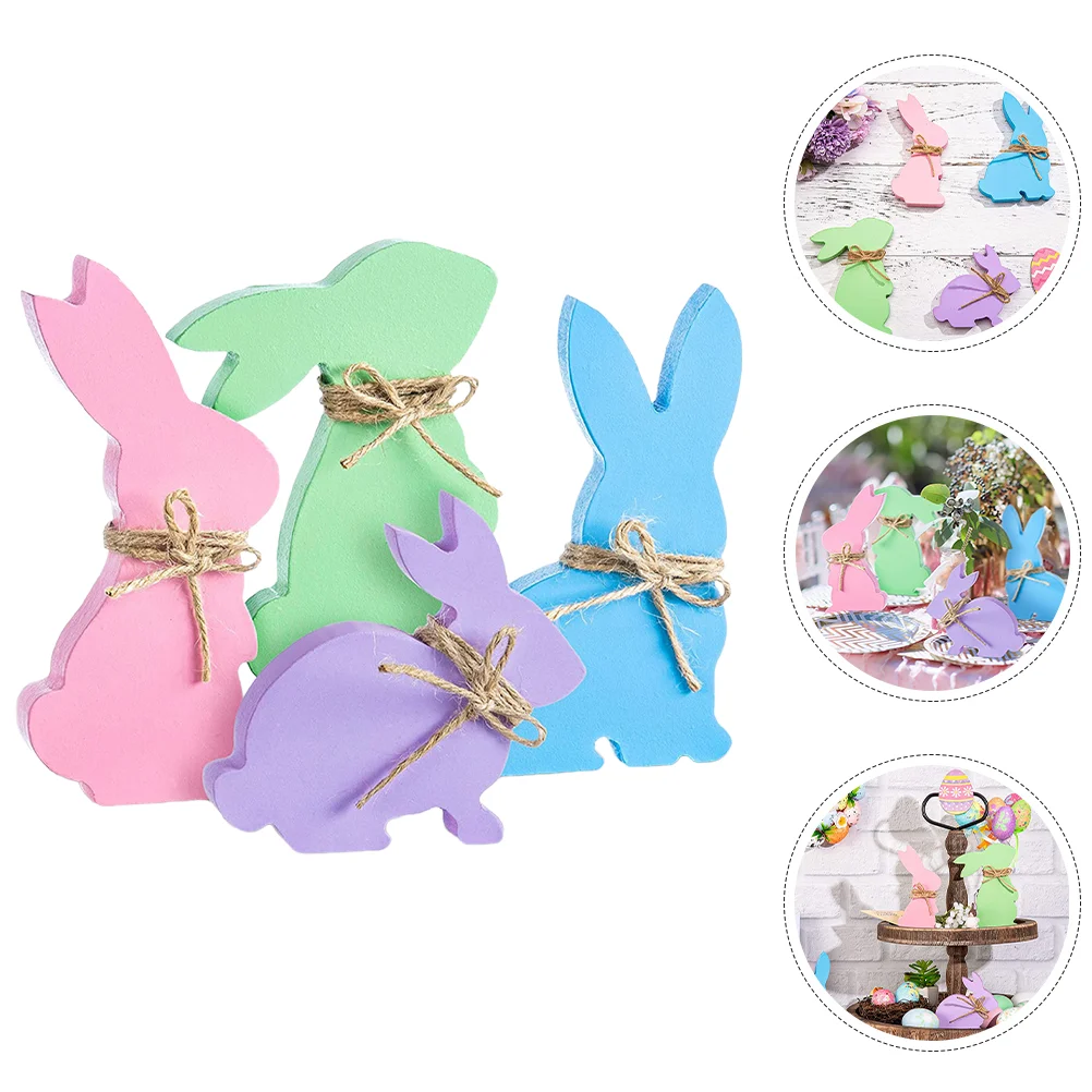 

Easter Bunny Wooden Craft Rabbit Shape Wood Ornaments Tabletop Rabbits Decoration