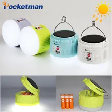 

Portable LED Camping Light Waterproof Emergency Bulbs 4 Modes USB/Solar Charging Outdoor Night Market Lantern as Power Bank