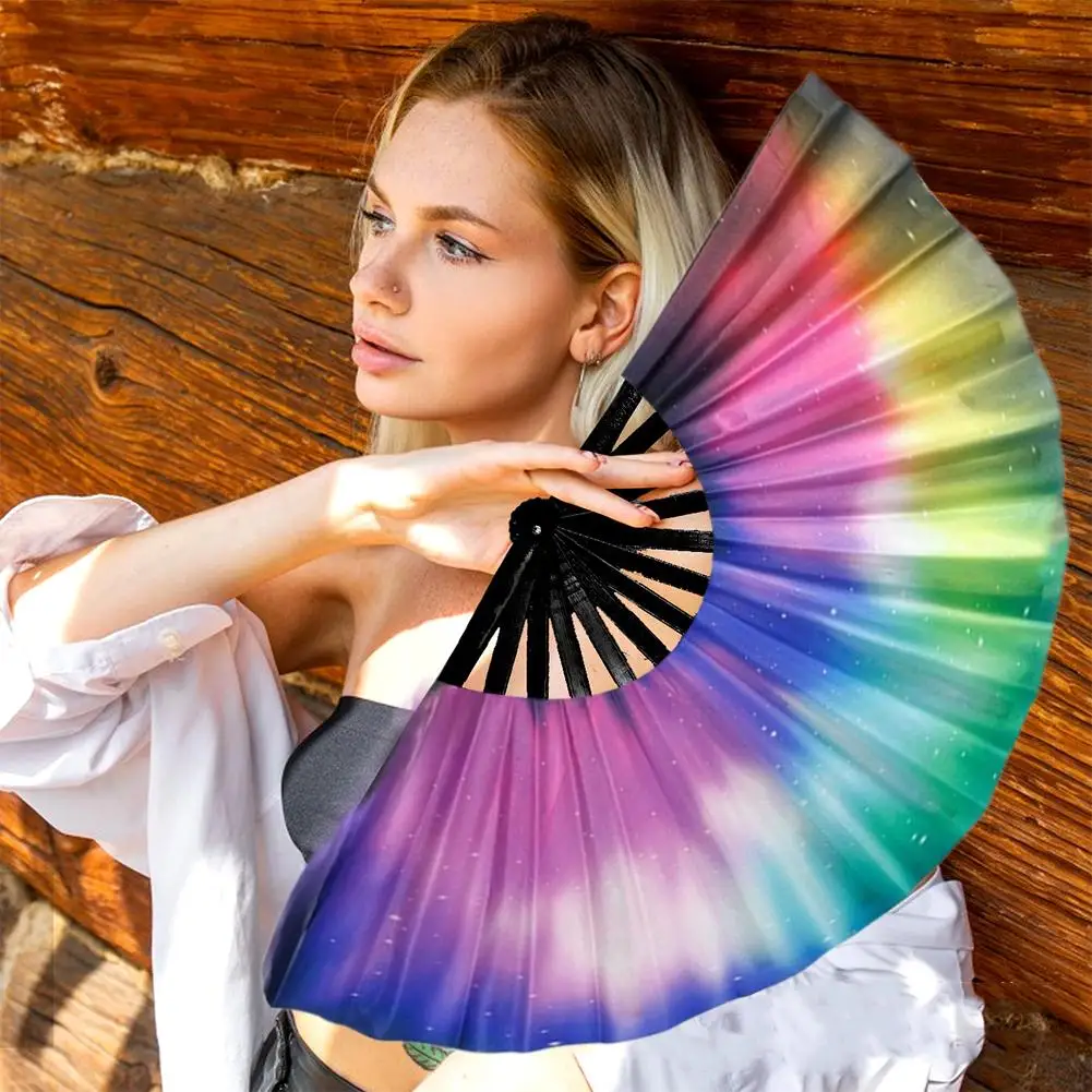 33cm Kung Fu Fan UV Printing Fluorescent Fan Bamboo Bone Fan Handheld Large Bamboo Fan Wall Decoration 2