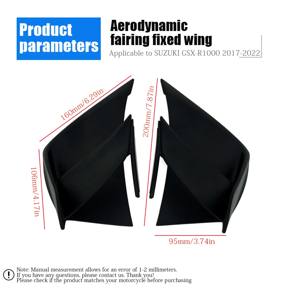 Motorcycle Aerodynamic Deflector Fixed Wing Suitable For Suzuki GSX-R1000-Side Wing Cover Accessories