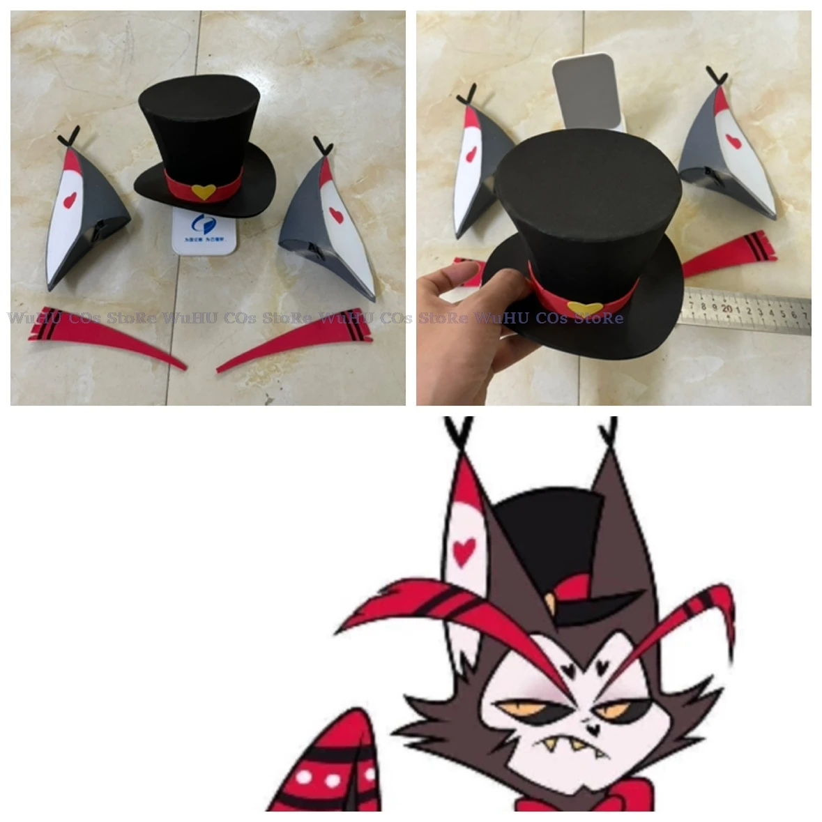 Husk Cosplay Costume Uniform Hazbin Cosplay Hotel Husk Halloween Party Cosplay Costume Black Outfits With Hat Ears Eyebrows Prop 3
