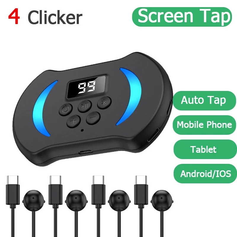 Auto Screen Clicker 4 head Auto Tap Clicker Adjustable Speed Connection Physical Simulation Finger Click Device