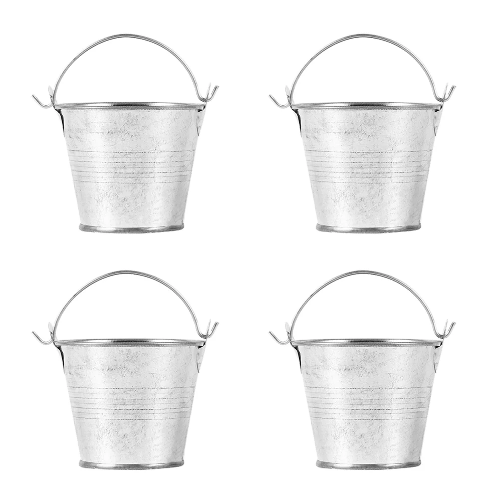 

4 Pcs Mini Bucket Flower Container Small Pot Iron Pots for Indoor Plants Succulent Planting Decor