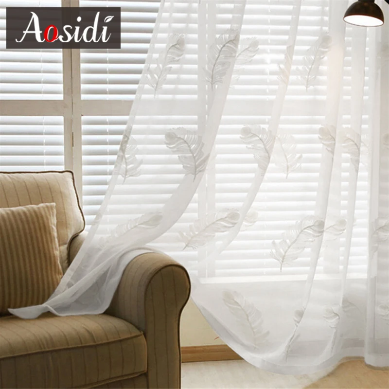 Japanese Embroidered Hall White Tulle Curtains for Living Room Windows Sheer Curtains for Bedroom Linen Voile Home Decor Drapes - Image 2