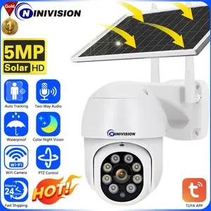 Tuya Smart Intelligent Solar Energy Voice Waring Battery Wireless Outdoor Surveillance WiFi Security CCTV Color Light PTZ Camera