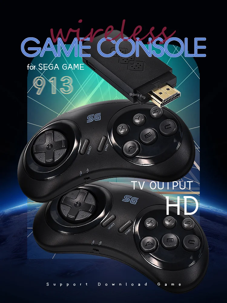 DATA FROG USB Wireless Handheld TV Video Game Console Build In 1900 Games 4k HDMI-Compatible Retro Game Console for SEGA/FC/GBA