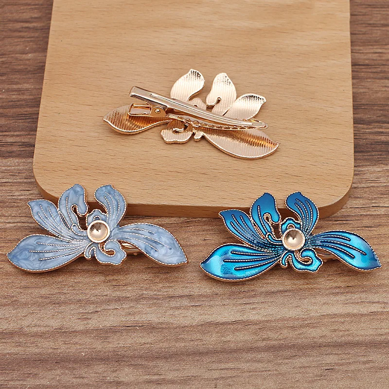 빈티지 금속 꽃 헤어 클립, 헤어핀, 바레트 헤어웨어, DIY 쥬얼리 액세서리, 55*29mm, 세트당 10 개