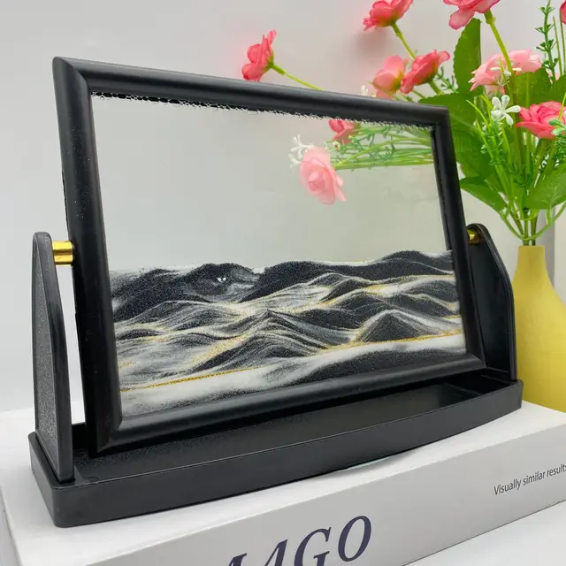 Rotatable Moving Sand Art Painting Square Glass 3D Deep Sea Sandscape Quicksand Hourglass Creative Flowing Sand Home Decor Gifts