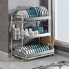New Dish Drainer Kitchen Storage Organization Stainless Steels Drainer Kitchen Dishes Kitchenware Tableware Drainer Board Rack 1