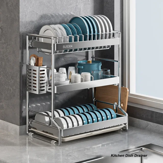 New Dish Drainer Kitchen Storage Organization Stainless Steels Drainer Kitchen Dishes Kitchenware Tableware Drainer Board Rack 1