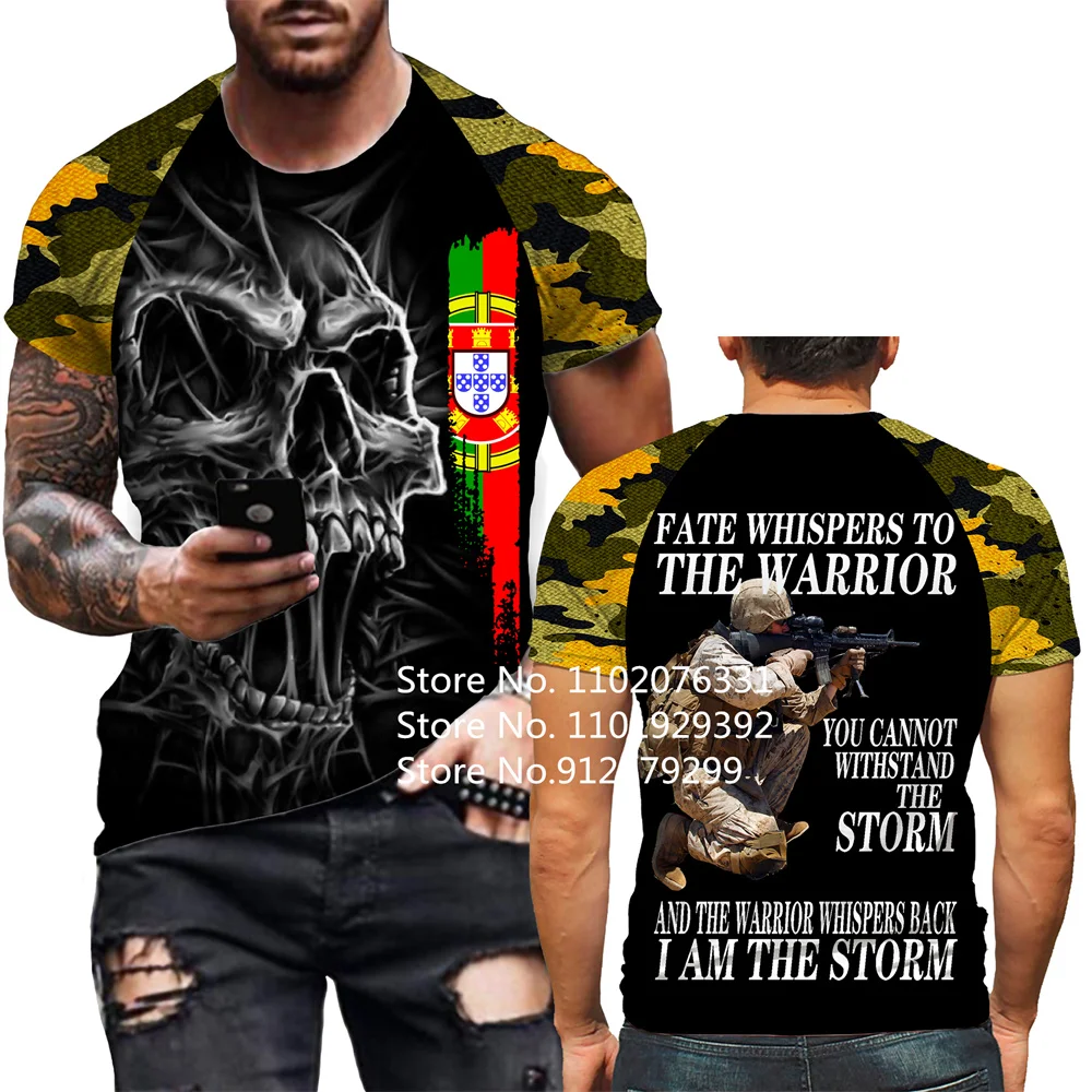 

2022 Fashion Soldier Army Veteran 3D Print Portugal Flag T-shirts Summer Loose O-Neck Short Sleeve Casual T Shirt Men Tops
