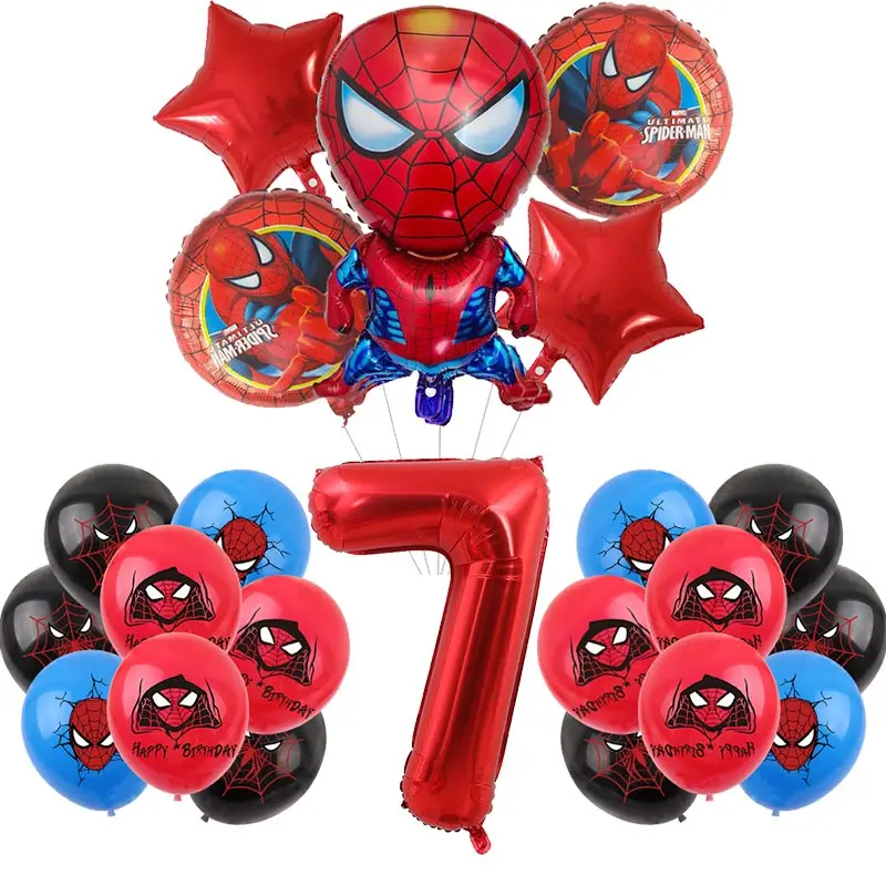 Spider-Man Birthday Decoration Aluminum Film Digital Balloon New Spider-Man Red Tableware Baby Shower Children's Party Supplies party supplies