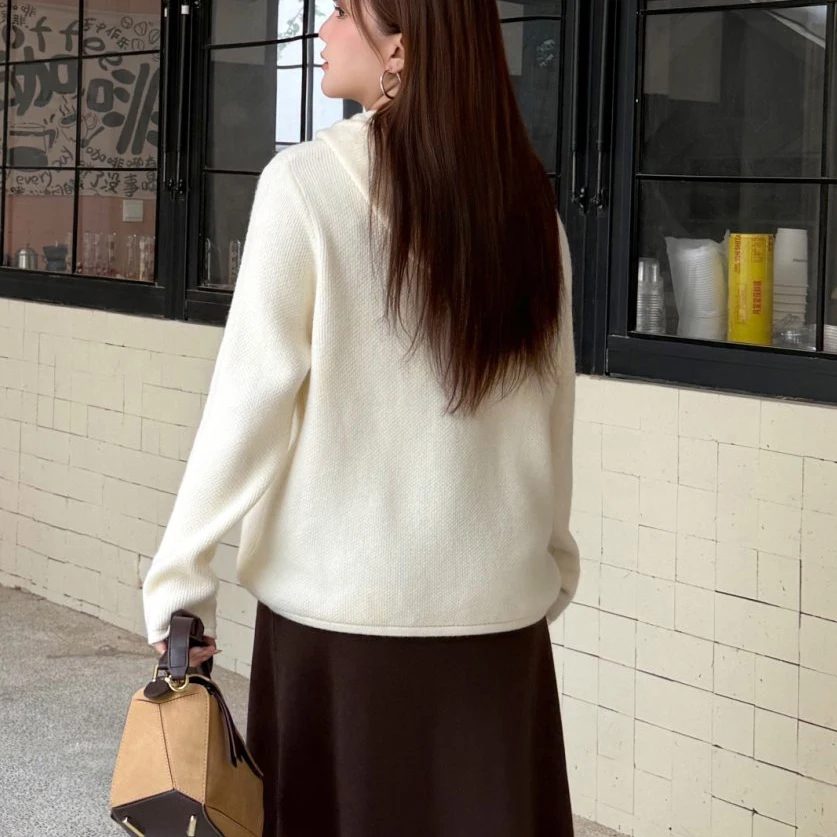 Fashion Plus Size Women's Sweater Premium Three Dimensional Knitted Warm Hooded V-Neck Jumpers Loose Autumn Winter 9427