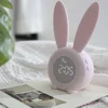 Pink Alarm Clock Table Silicone Charge Student Cartoon Rabbit Shaped Easy Time Setting 2
