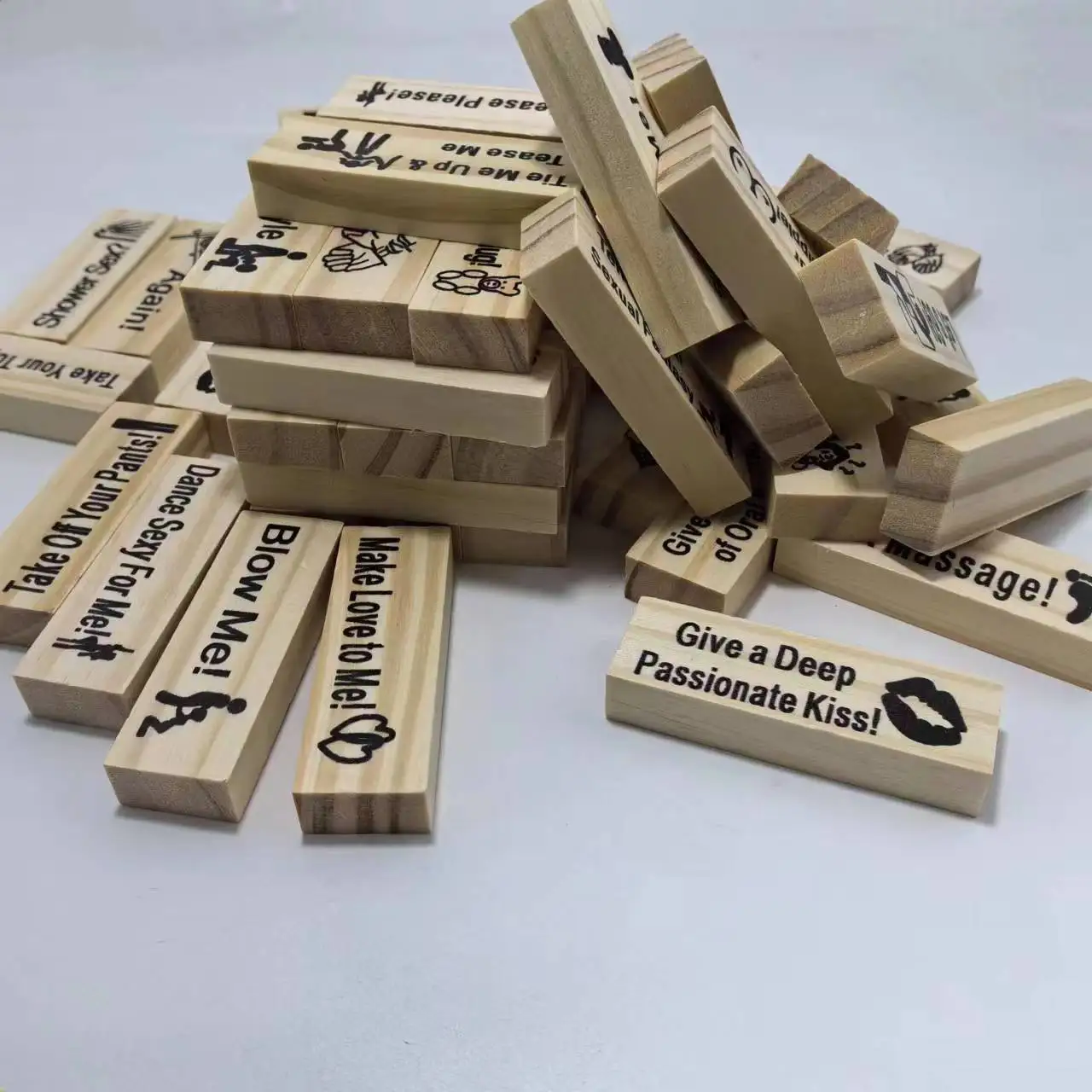 Sex Block Game For Adults Sex Toys Valentine Tumbling Tower Stacking Games Wooden Block For Couples Erotica Party SM 48Pcs Sex Party Toys Erotic Sex Toy Sex Card Game Stacking Blocks Game