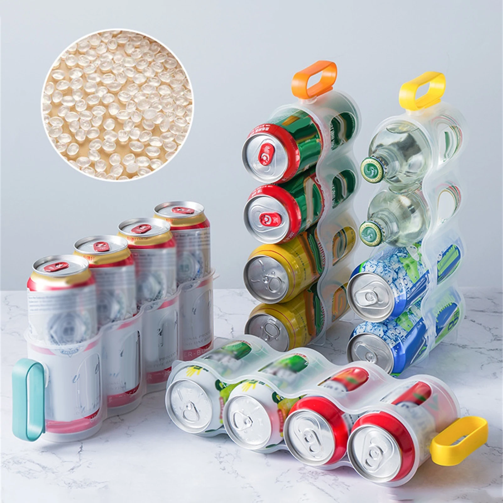  Organizador de latas de soda para refrigerador, organizador  automático de almacenamiento de latas de bebidas, contenedor dispensador de  plástico, soporte apilable para bebidas para gabinetes, campamento,  refrigerador, congeladores : Hogar y