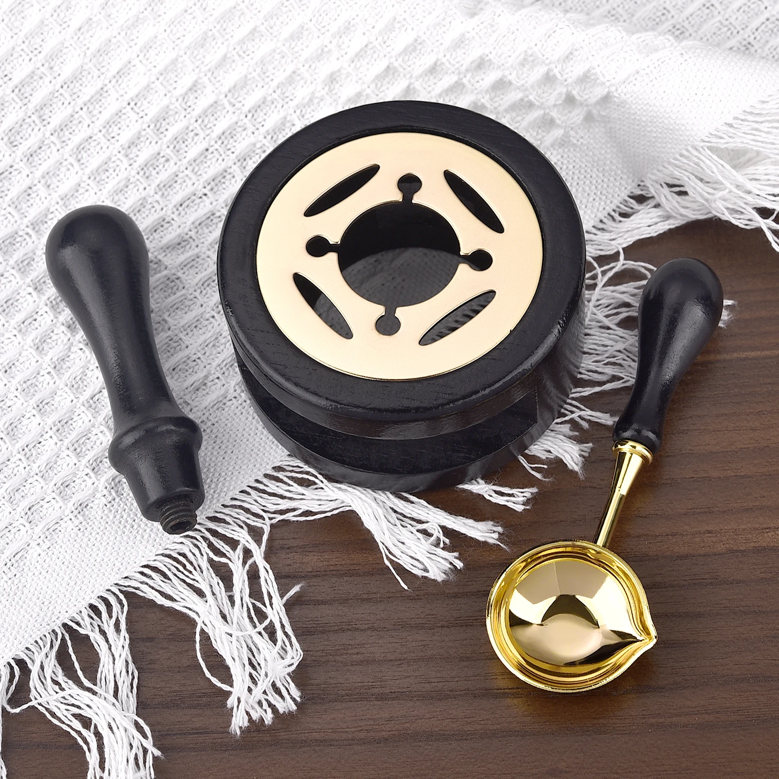 Retro Sealing Wax Set with Wood Handle and Decorative Spoon