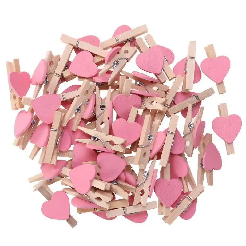 Description Picture 6 of item50 Pcs Photo Wood Clip Love Wooden Clothes Pegs Memorandum Bamboo Mini Baby Clamps Decorative clothespins