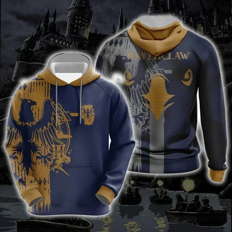 thumbnail image 1 of Suéter con capucha y manga larga de cuello redondo para hombre y mujer de Harry Potter Hogwarts House Gryffindor Slytherin Ravenclaw Hufflepuff, 1 of 5