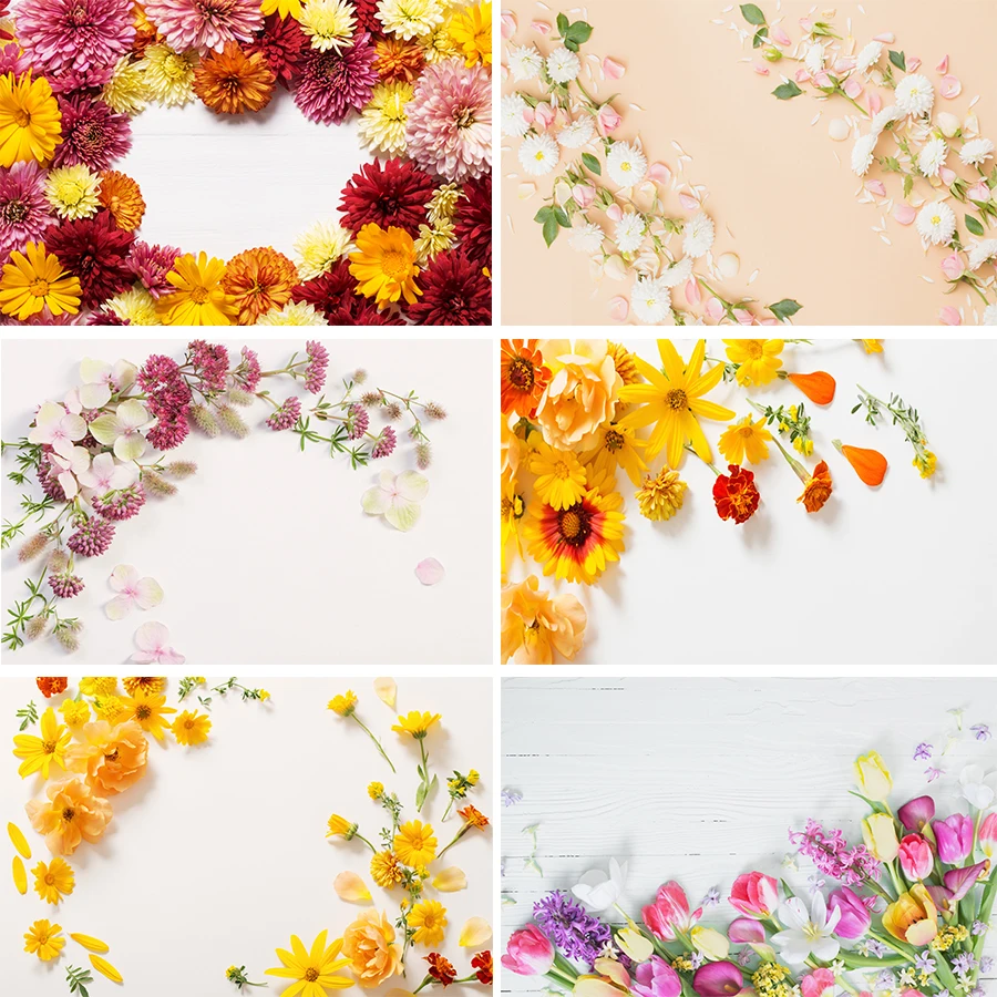 

Photography Background Flower Petal Decoration Theme Baby Cake Food Portrait Photo Backdrop Photocall for Digital Photo Studio