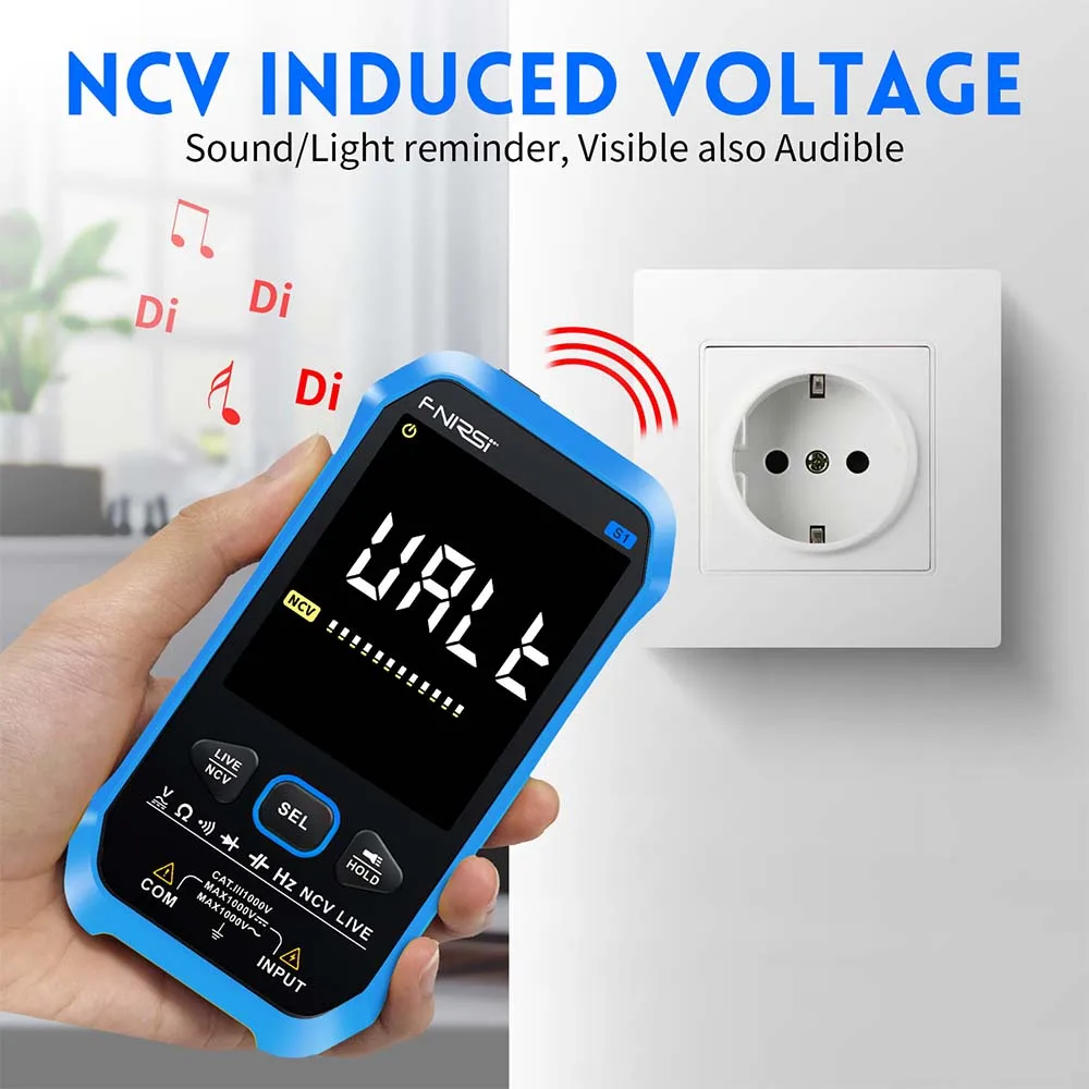 

S1 Smart Digital Multimeter AC DC Voltage Resistance Capacitance Diode NCV Hz Live Wire Color Display Tester 9999 Counts
