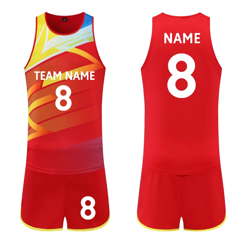Men's Vest + Shorts Set Summer Breathable Casual T shirt Marathon Running 2pcs Men Women Quick-Dry Track Field Training Clothes
