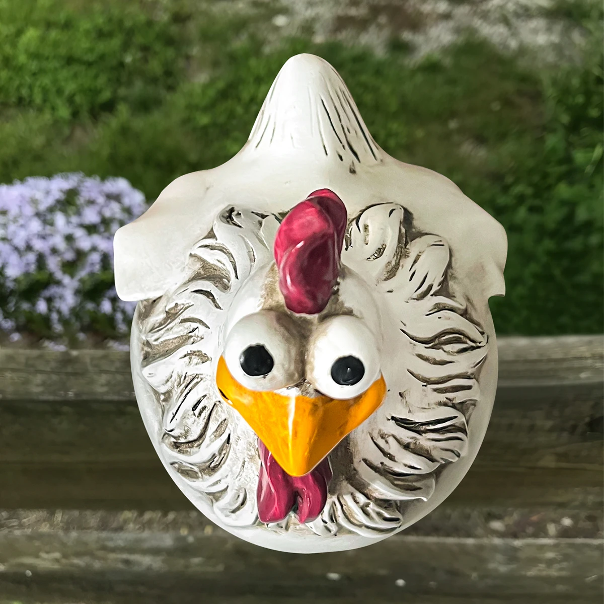 1PC waterproof resin material fence decoration white little hen decoration, funny expression courtyard fence decoration hen