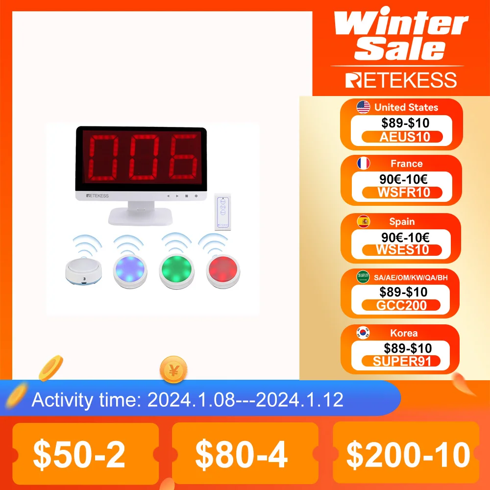 Retekess-answer Game Buzzer System Tm101 Modos Cores Sala de Competição Game Show Jogos Familiares Buzzer Show