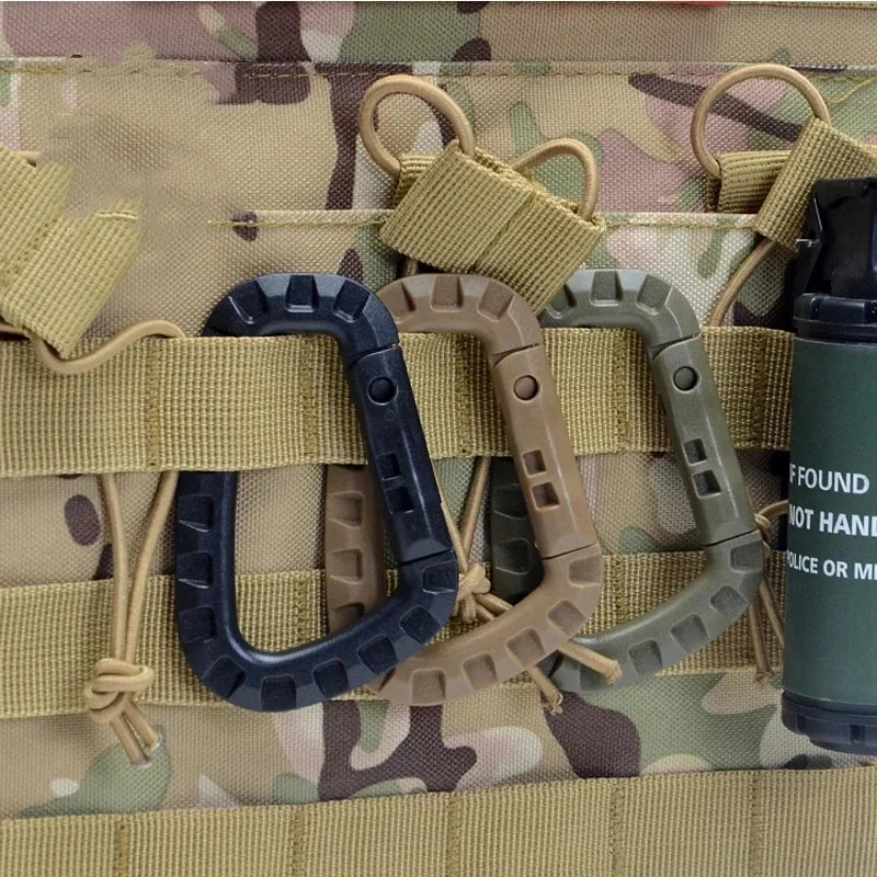 3/5/8Pcs Tactical 3.5" Plastic Carabiner Molle Clip Keychain D-Shape Hard Spring Snap Gear Hook Outdoor Camping Hiking EDC Tools