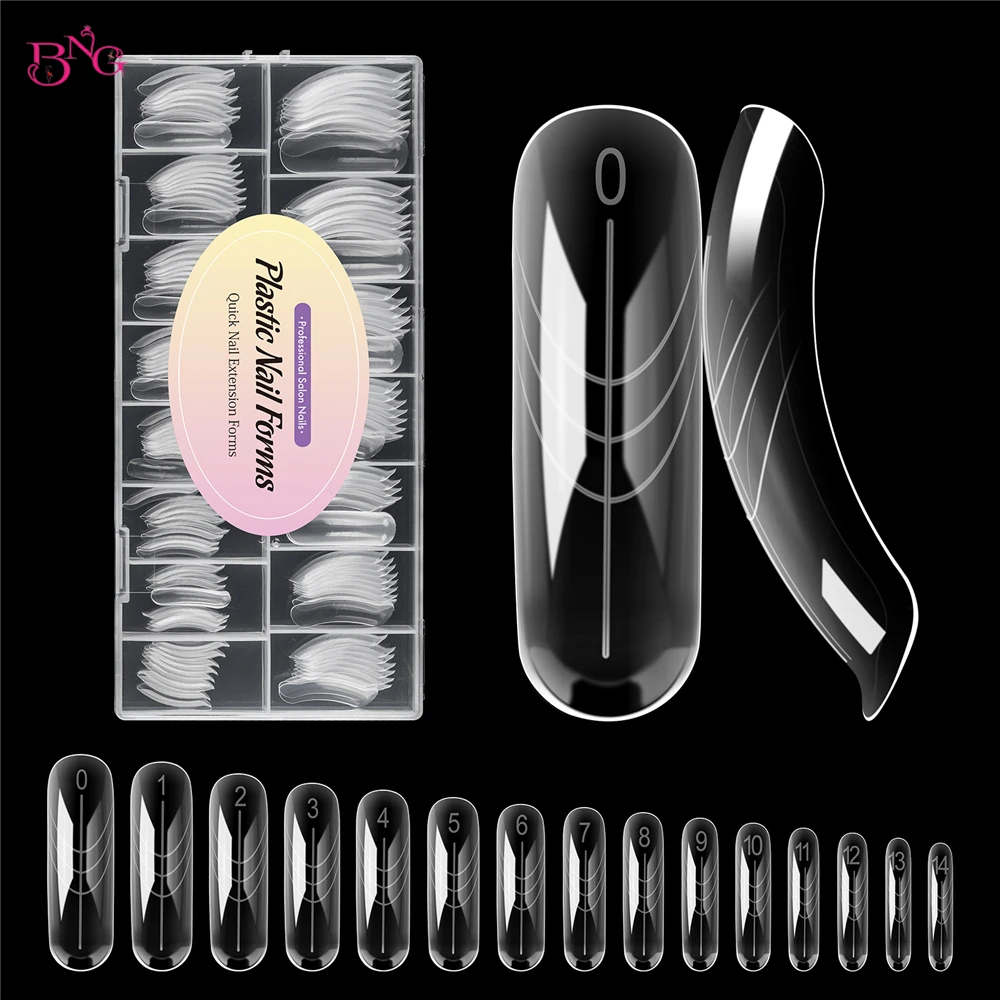 BNG 140 Stück obere Formen für Nagelverlängerungen, elegantes, quadratisches Dual-Formen-Nägel, UV-Gel-Nagellack, schnelle Gebäudeform, wiederverwendbare Nagelform – Detail 8