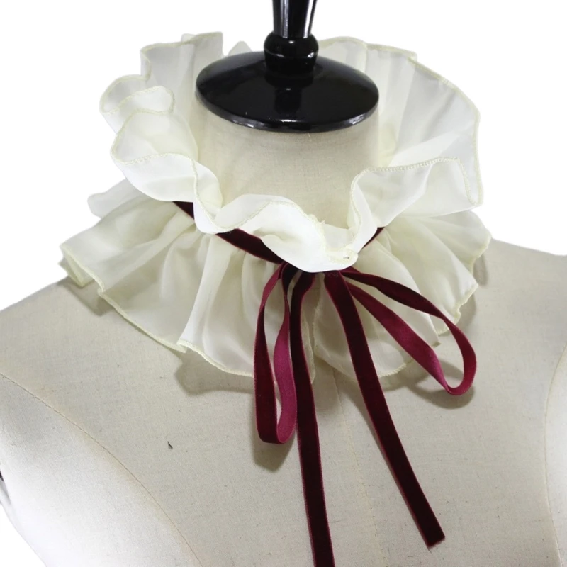 

Women Vintage Ruffled Fake Collar Halloween Costume Ribbon Choker Wrap