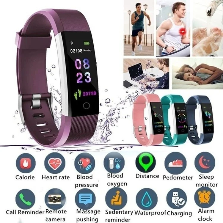 Frauen Fitness Armbanduhr Armband Frauen Mode Uhr Farbe Bildschirm Uhren Wasserdicht Schwimmen Eingehenden Anruf/SMS Prompt Uhr