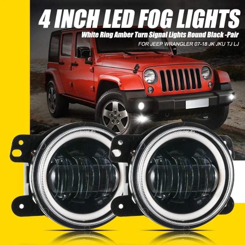 

4-дюймовые круглые дневные Противотуманные фары для Jeep Wranger JK 2007-2017