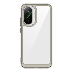 Durable Clear Back Phone Case with TPU Border for Poco F7 (Gray)