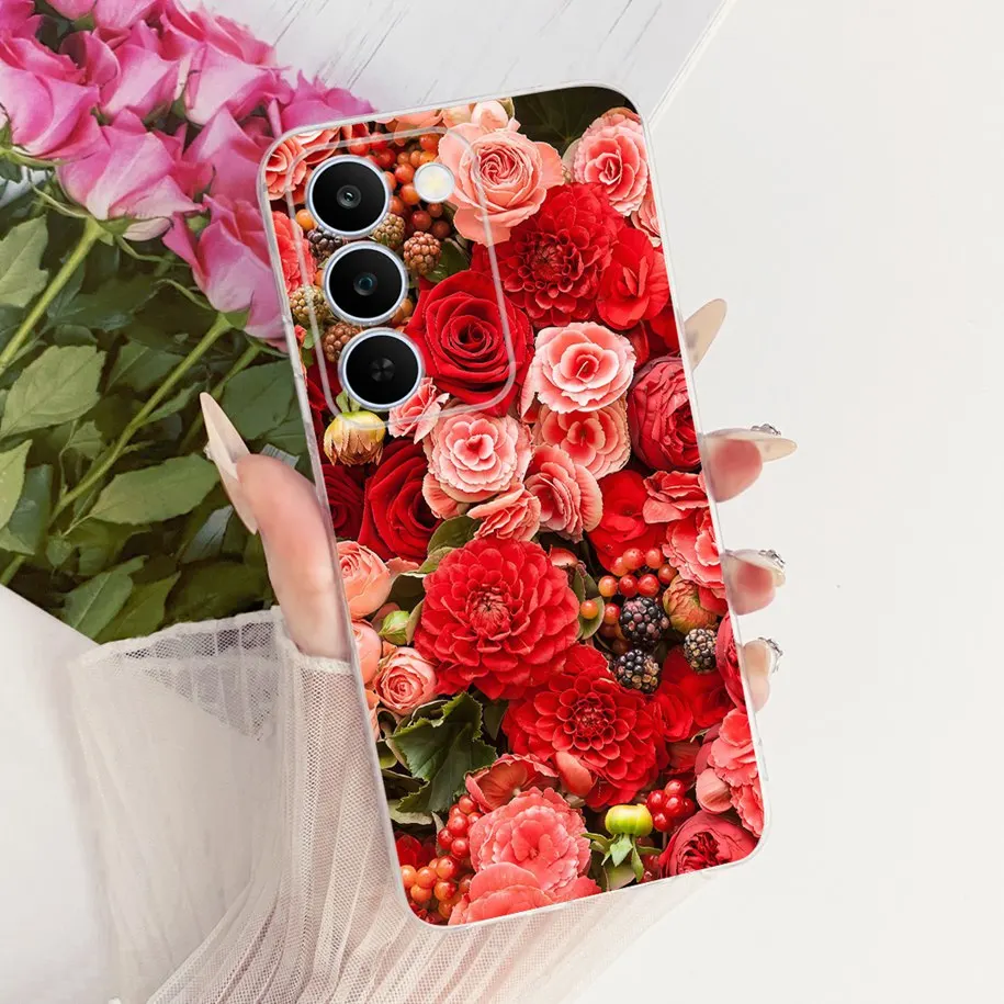 Floral Bow Bumper Soft Silicone Clear Phone Case Cover