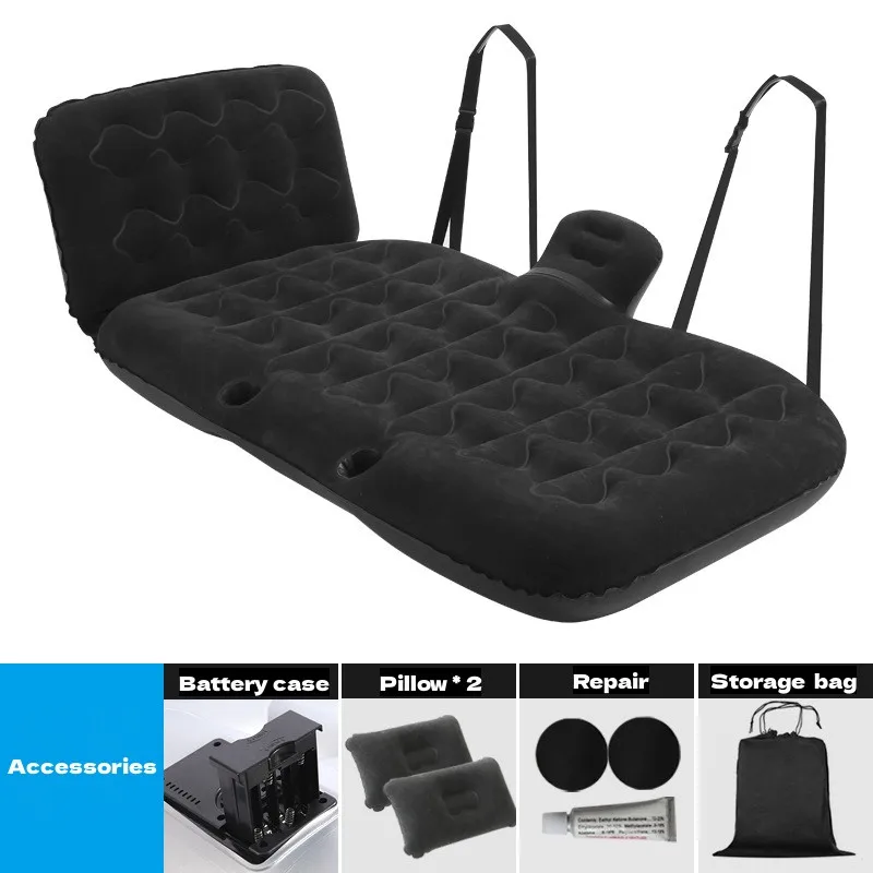 Inflatable Car Air Mattress Travel Bed Thickened Camping Bed Sleeping Pad 2 Pillows for Car Tent SUV Sedan Pickup Back Seat