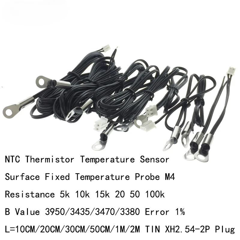 10pcs M4 surface fixed temperature probe Sensor NTC thermistor 5K 10k 15K 20K 50K 100K B Value 3950/3435/3470/3380 TIN XH