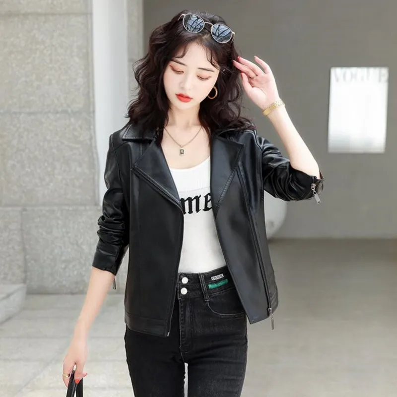 

Autumn Winter Genuine Leather Jacket Women Real Leather Outerwear Natural Sheepskin Coat Women's Moto Biker Zipper Jackets 7XL