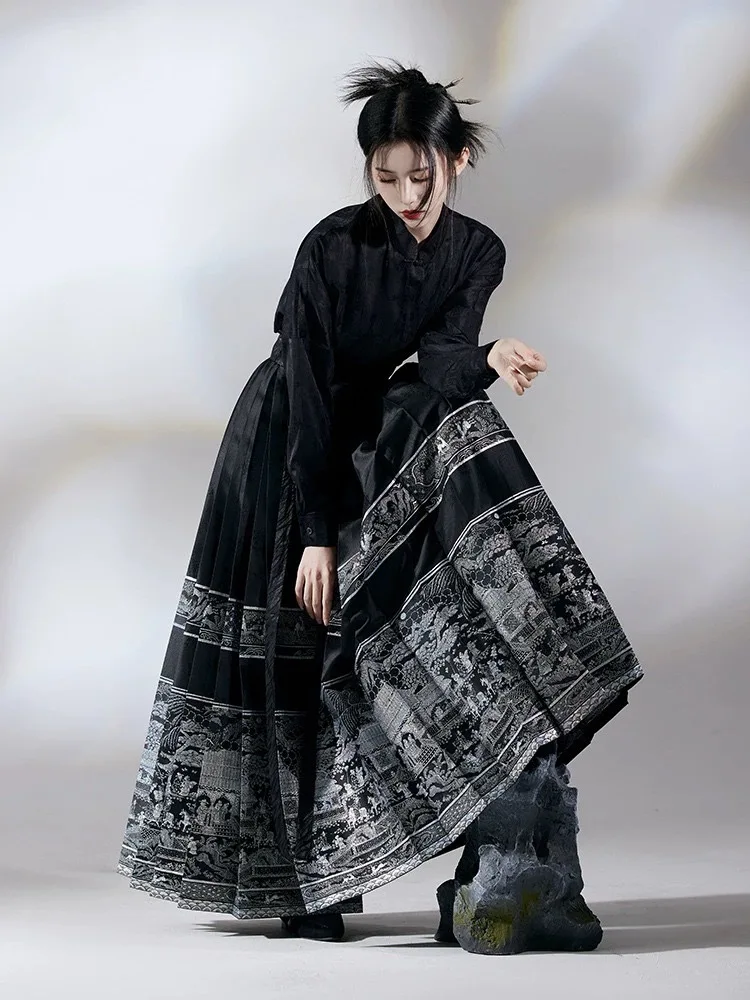Dress Skirt Dating Leisure Traditional Chinese Style Fashionable Horse Faced Light Long Ming Dynasty Universal images - 6