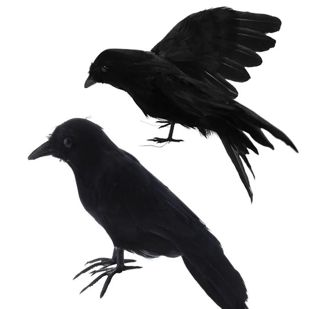 

1pcs/4pcs Halloween Artificial Crow Black Feather Birds Prop Fake Raven Decor for Party Decoration Supplies Bar Ghost's Display