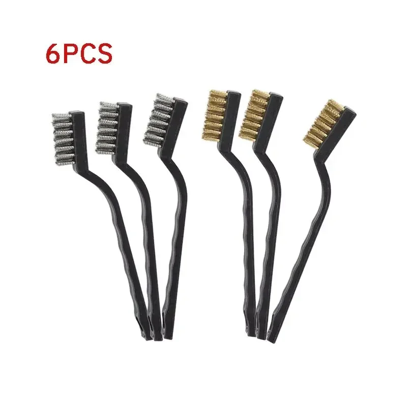 Industrial Mini Wire Brushes 6/12 Pcs Stainless Steel & Copper Bristles Hard Dirt Cleaning Heavy Duty Cleaning Tool