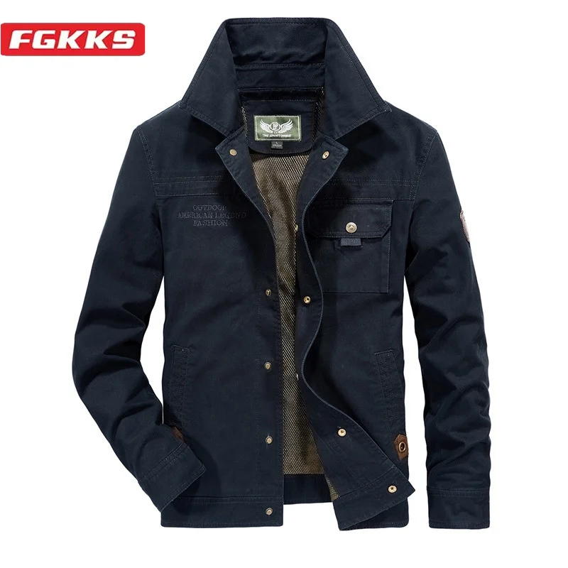 

FGKKS 2024 Outdoor Casual Jacket For Men Cotton Slim Long Jacket High Quality Design Hot Casual Street Wear Jacket For Men