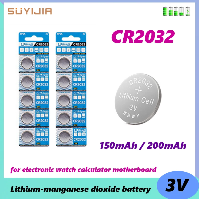 

CR2032 Lithium Battery 3V DL2032ECR2032 BR2032Suitable for Electronic Watch Calculator Main Board Toy Remote Control Candle Lamp