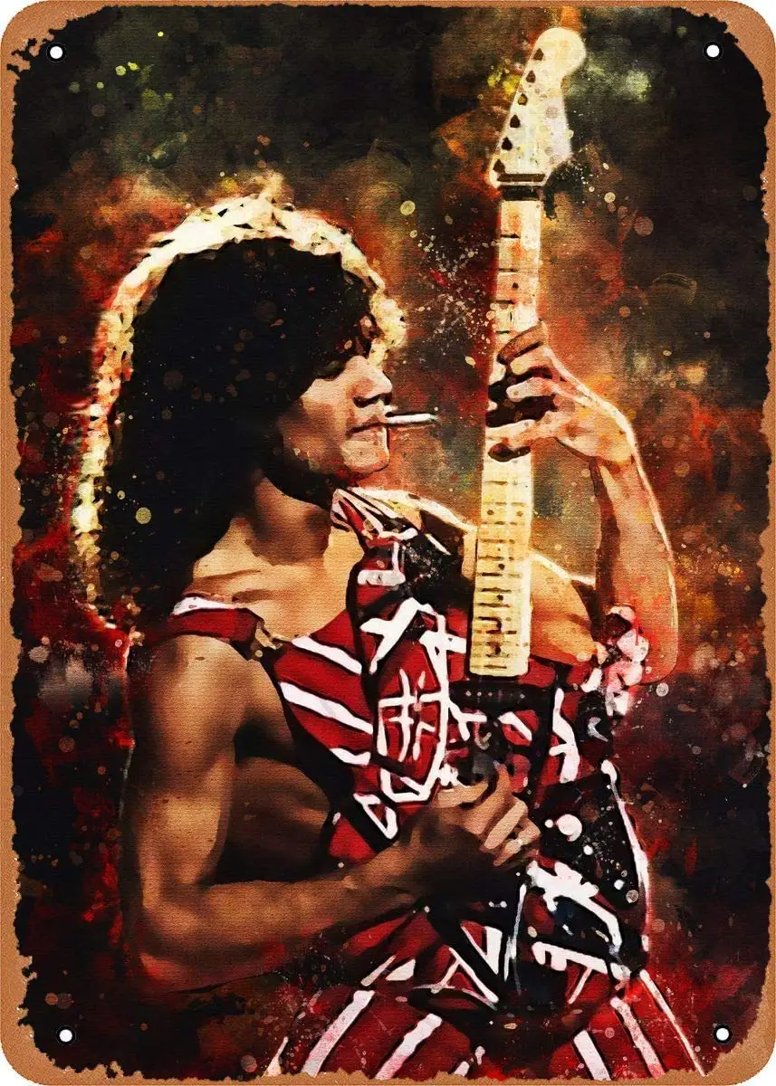 

Poster Music Eddie Van Halen Plaque Poster Metal Tin Sign 8" x 12" Vintage Retro Wall Decor